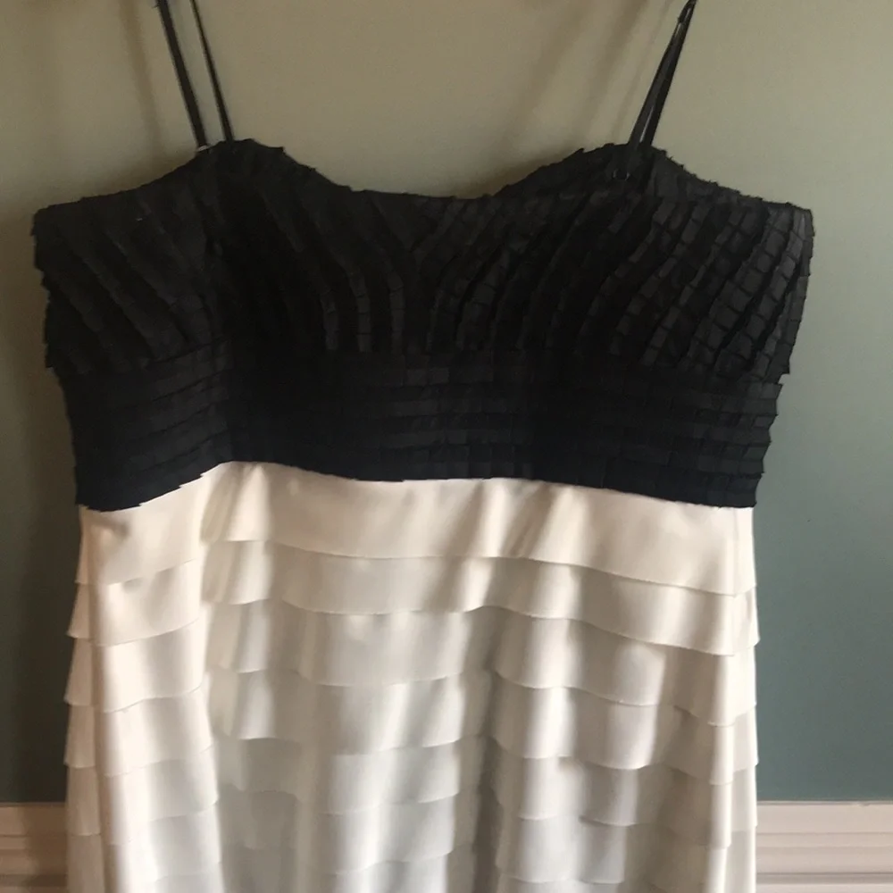 JS collection black and white ruffle gown. Size 12. Evening wear. Formal classic